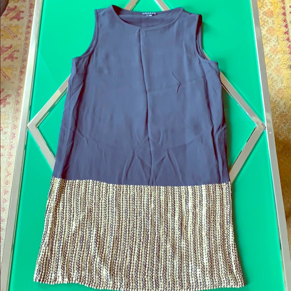 Theory silk dress with metallic sequins